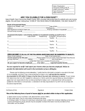 Fillable Online Sliding Fee Application Horizon Health Care Fax Email