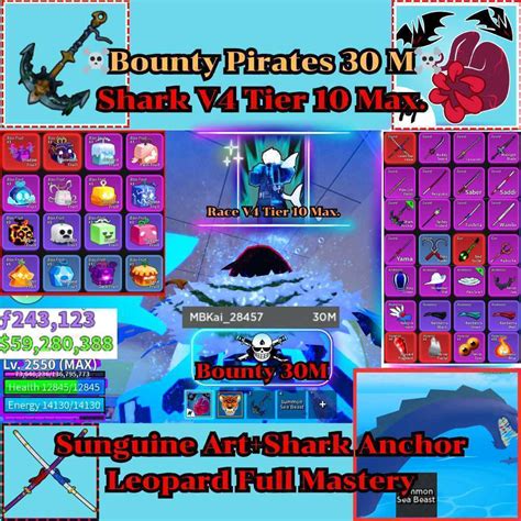 Account Blox Fruit Bounty Pirates 30M Lv 2550 Max Leopard Full