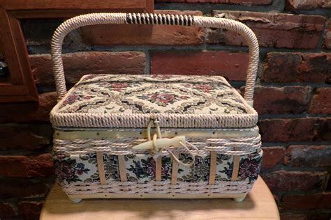 Vintage Sewing Basket Sewing Basket Wedding T Old Sewing Etsy