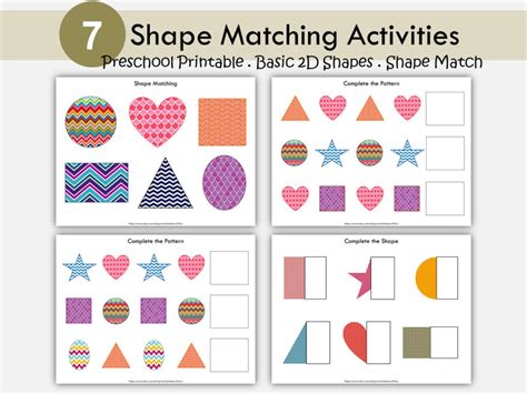 Shapes Matching Shape Match Printable Learning Shapes Pre K Shapes Activity Montessori