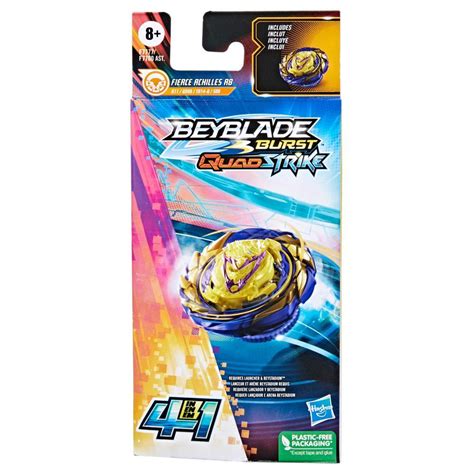 Beyblade Burst Quadstrike Fierce Achilles A8 Spinning Top Single Pack Battling Game Toy Beyblade