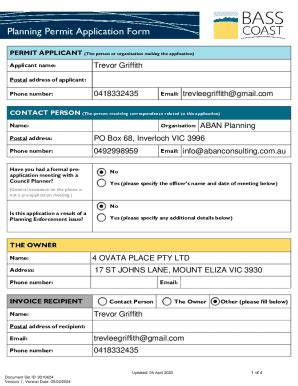 Fillable Online Ecm V Planning Permit Application