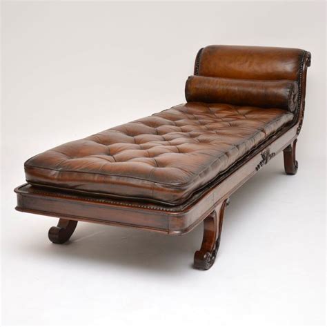 Antique Regency Mahogany Leather Chaise Lounge Marylebone Antiques