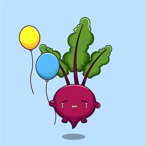 Premium Vector Cute Crying Beetroot Hold Balloon Illustration