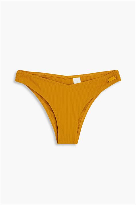 Zimmermann Separates Texture Ribbed Low Rise Bikini Briefs In Mustard