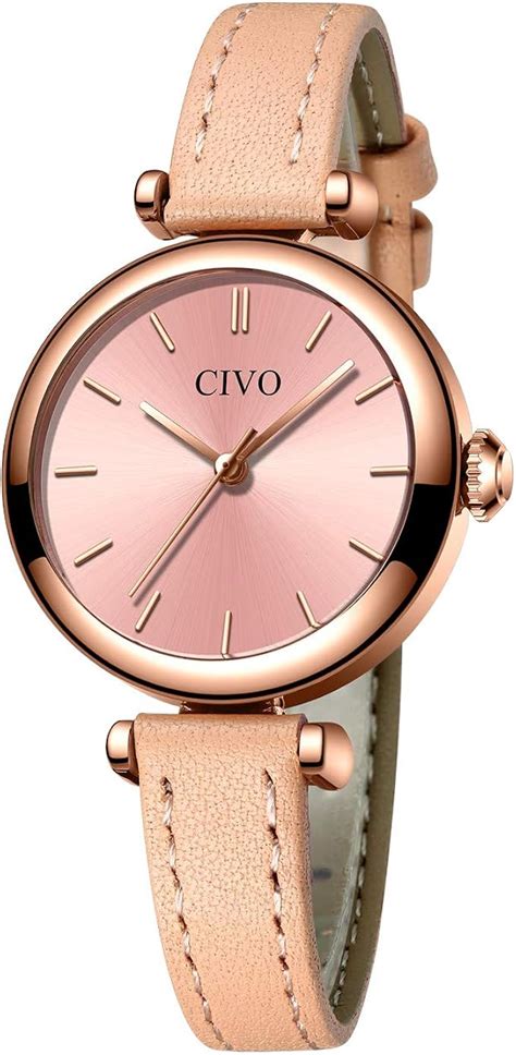 CIVO Montres Femmes Rose Minimaliste Étanche Montre Bracelet en Mince