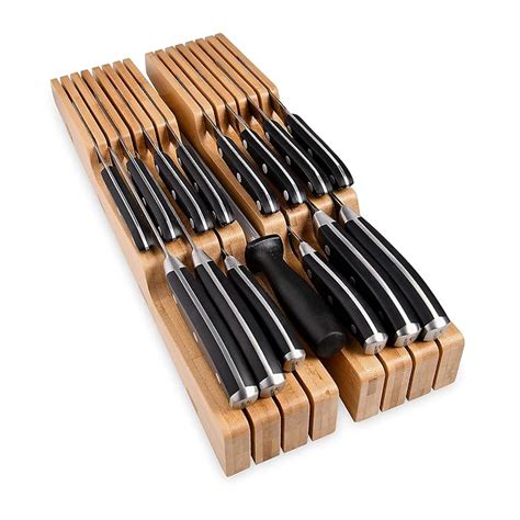 Buy In-Drawer Bamboo Knife Block - Holds 14 Knives Plus a Slot for your ...