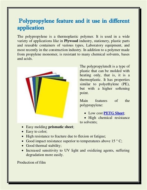 Polypropylene Feature And It Use In Different Application