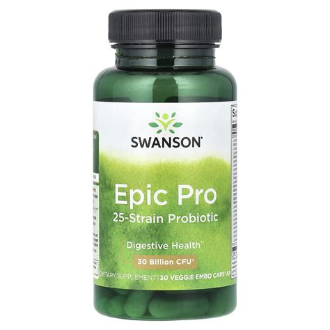 Swanson Epic Pro 25 Strain Probiotic 30 Billion Cfu 30 Veggie Embo