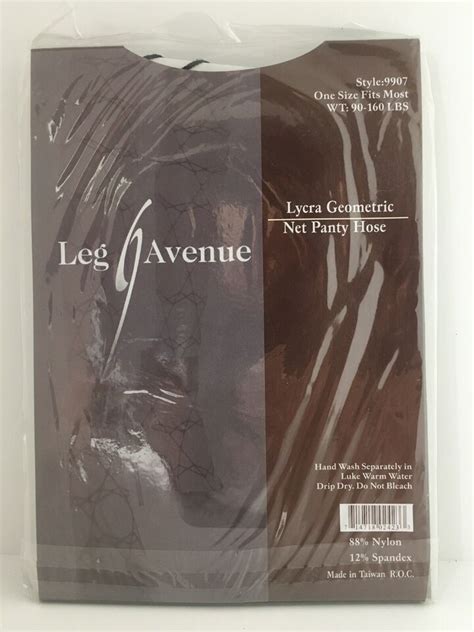 Leg Avenue Geometric Net Pantyhose Black Lycra Nylon Spandex One Size