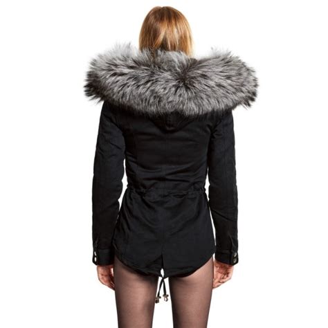 Black Parka Coat With White Fur Hood Tradingbasis