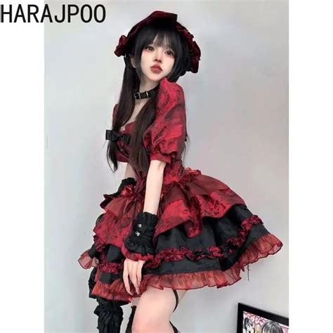 Harajpoo Elegante Frauen Lolita Dreiteiliges Set Sommer Y2k Reteo