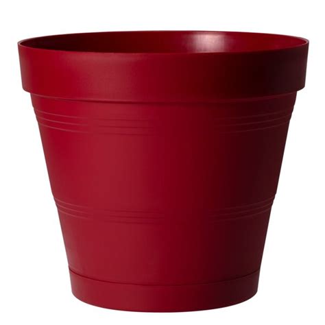 Vaso de Planta Médio em Plástico 25x22 2cm Prato Vermelho 2644 West