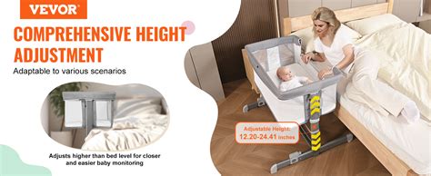 VEVOR Baby Bassinet 5 Level Height Adjustable Baby Bassinet Bedside