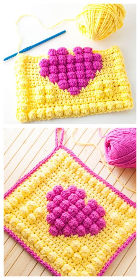 Free Bobble Heart Crochet Pattern Atelier Yuwa Ciao Jp