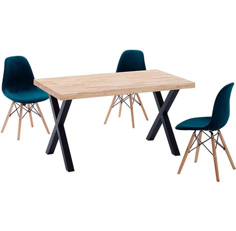 Mesa Comedor Fija Modelo X Loft Roble Nordish Y Negro