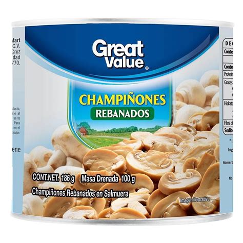 Champi Ones Great Value Rebanados En Salmuera G Bodega Aurrera