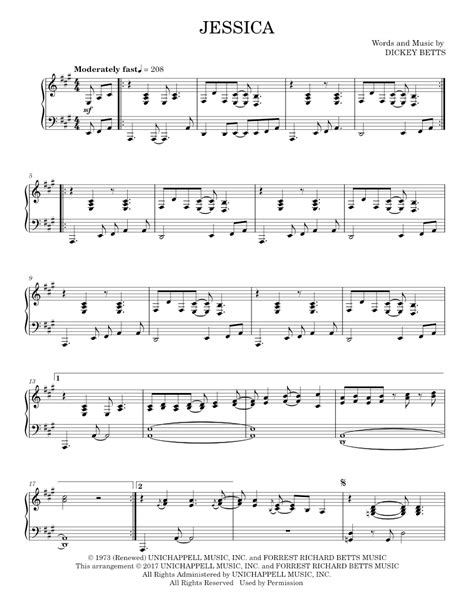 Play Official Version Of Jessica Sheet Music By The Allman Brothers