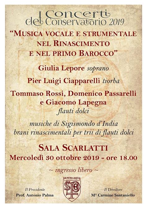 I Concerti Del Conservatorio Mercoled Ottobre Ore