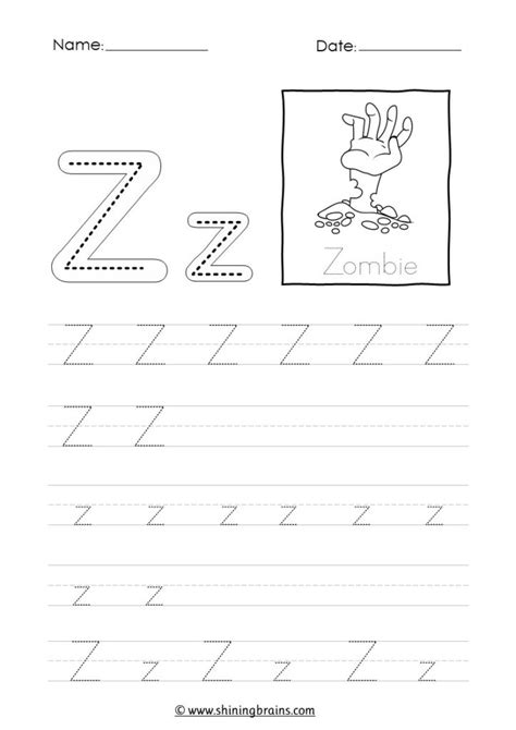 Tracing Letter Z Z Worksheet