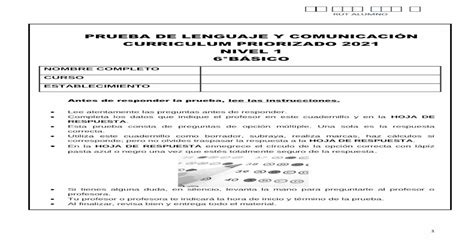 Prueba De Lenguaje Y ComunicaciÓn Curriculum  [pdf Document]