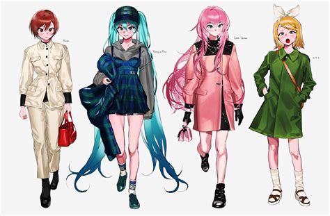 Hatsune Miku Kagamine Rin Megurine Luka And Meiko Vocaloid Drawn