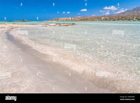 The Elafonissi Beach With Crystal Clear Water Lagoon In The Southwest