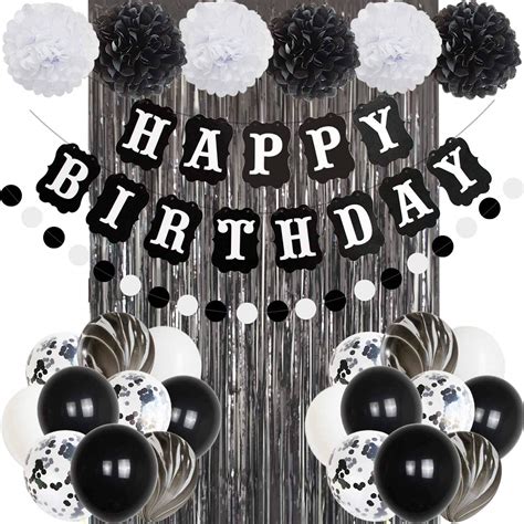 Buy Black and White Happy Birthday Party Decorations, 30 Pcs Balloons ...