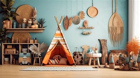 Kids Room With A Boho Chic Aesthetic In 3d Powerpoint Background For ...