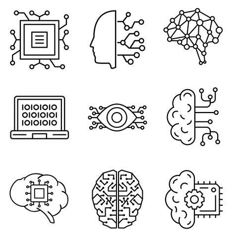 Artificial Intelligence Icon Vector Set Ai Illustration Sign Collection Technology Symbol