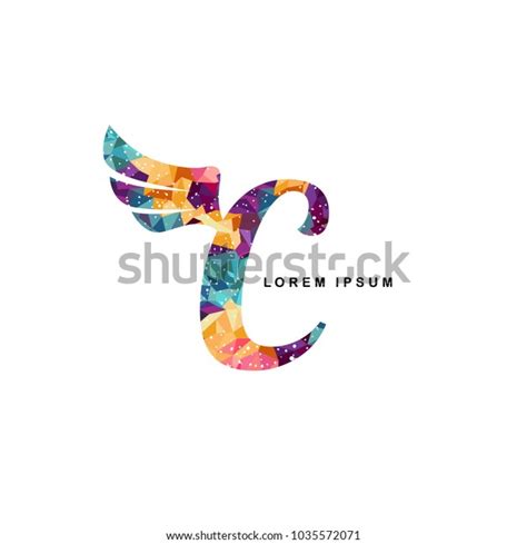 Mosaic Art Alphabet Letter Angel Wing Stock Vector Royalty Free