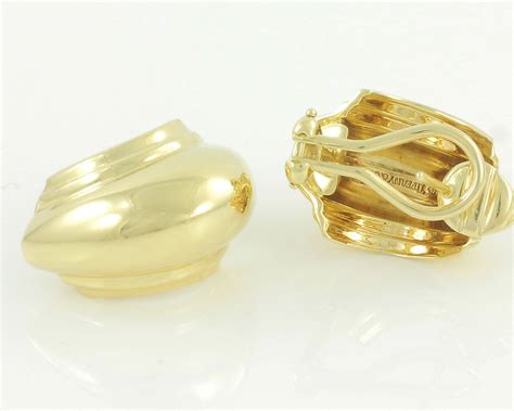 Reserved For Ellen Vintage Tiffany And Co 18k Gold Earrings Paloma Picasso 750 Yellow Gold Half