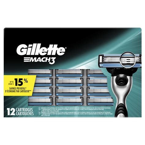 Gillette Mach3 Mens Razor Blades Refill Cartridges 12 Ct