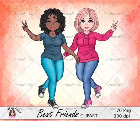 Best Friends Clipart, Happy Girls Png, Sisters Clipart, Personalized ...