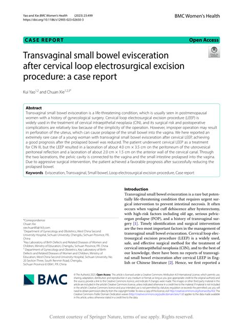 Pdf Transvaginal Small Bowel Evisceration After Cervical Loop