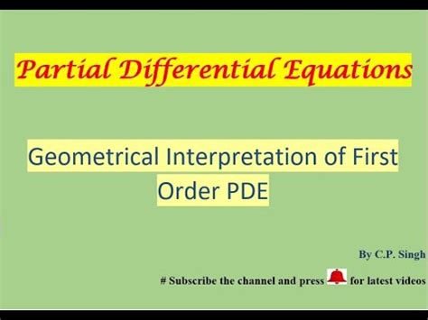 Geometrical Interpretation Of First Order Pde Partial Differential