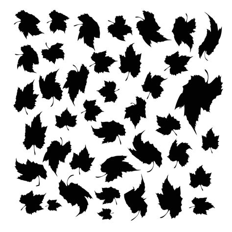 Black leaves vector collection. Leaf silhouette illustration. Hand drawn decorative elements ...