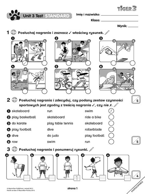 Tiger 3 Unit 3 Test Standard Pdf