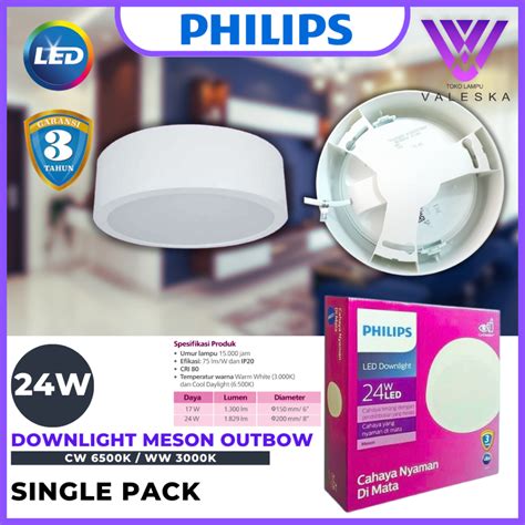 Jual Philips Downlight LED Meson Outbow 24w Plafon Tempel 24 Watt Putih