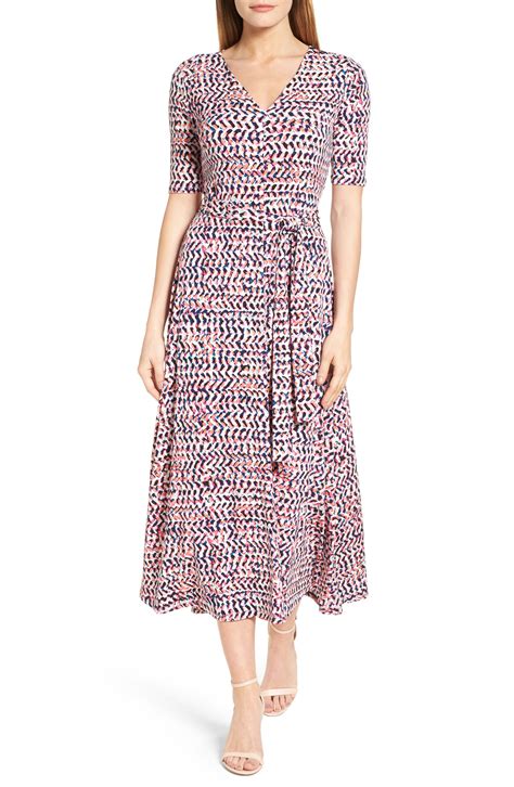 Chaus Print Tie Waist Midi Dress Nordstrom