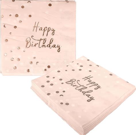 32 Stück Servietten Geburtstag Rosegold Happy Birthday Servietten Rosa