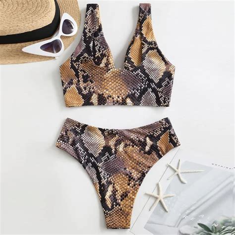 Conjunto De Bikini Con Estampado De Piel De Serpiente Ba Ador Sexy De