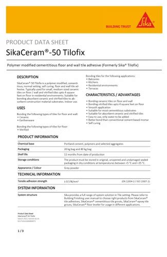 Sika Ceram 50 Tilofix Tile Adhesive 40kg Bag At Rs 580 Bag In Deoghar