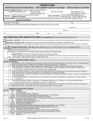 Fillable Online Leg Mt Mca Order Form Montana Code Annotated Order