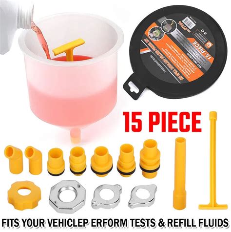 15 Pcs Spill Proof Radiator Coolant Filling Funnel Kit Car Fluid