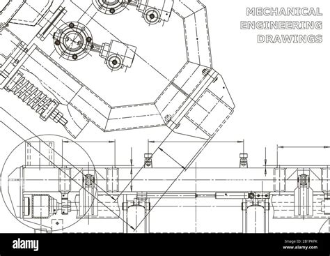 Fabricación De Instrumentos Mecánicos Ilustración Técnica Dibujos De Ingeniería Vectorial