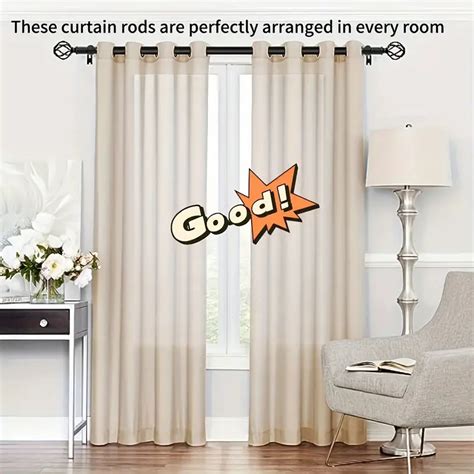 Curtain Rods Fits Windows 66 Diameter Black Drapery Rods Temu