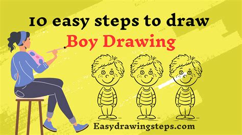 10 Easy Steps To Draw Boy Drawing Easy Drawing