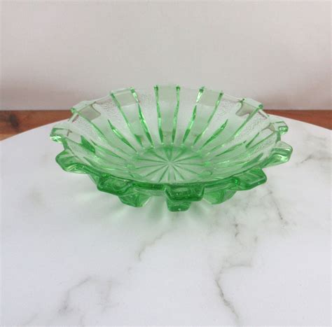 Vintage Green Art Deco Depression Glass Bowl Dessert Bowl Etsy