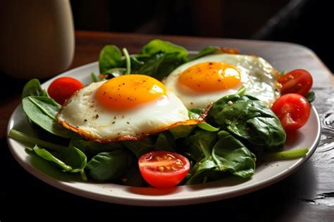 Huevos Revueltos Y Ensalada De Verduras Red Neuronal Ia Generada Foto